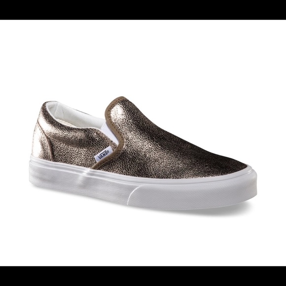 bronze slip on vans